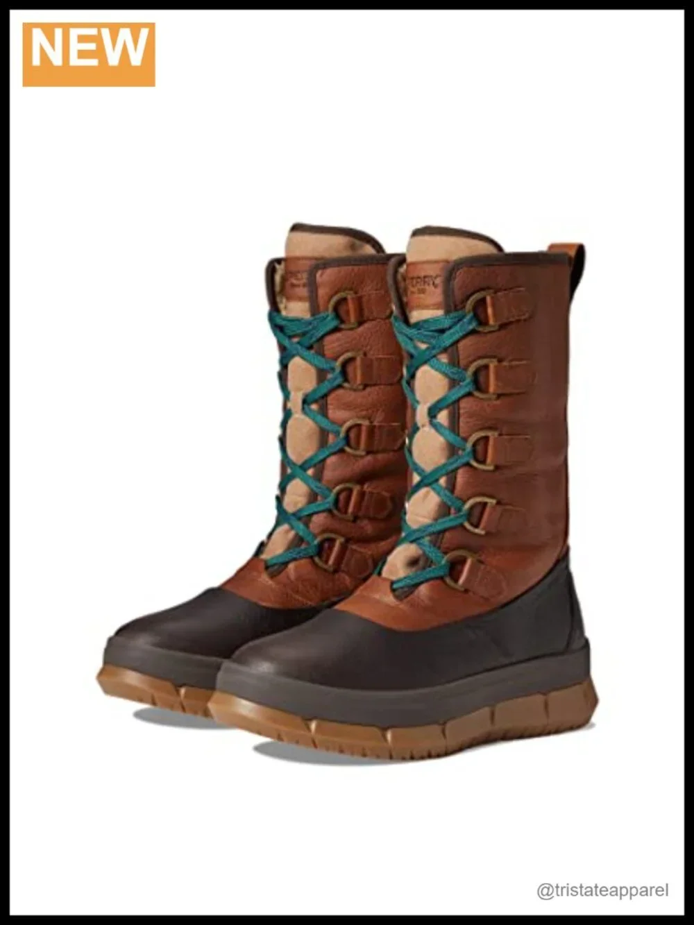 Waterproof Leather Calf High Snow Boots with Faux Fur Trim and 400g Thinsulate